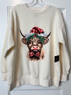 NWT Christmas Shoppe Highland Cow Christmas Sweatshirt Medium